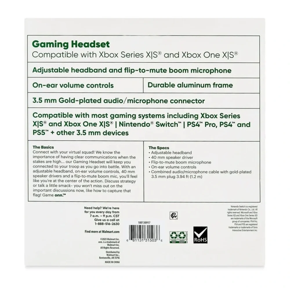 Black and Green Onn Gaming Headset for Xbox Series X and Xbox One - Like New